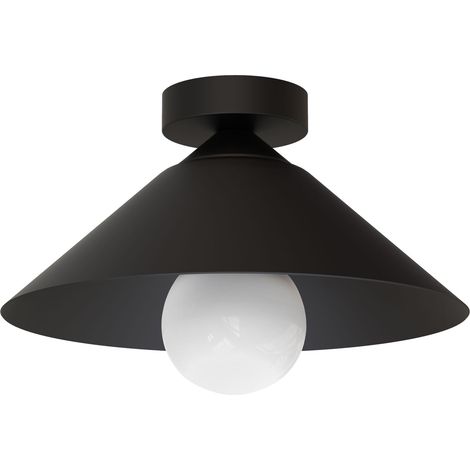 LUMICOM  CHAPEAU Plafoniera, 1XE27, max 42W, metallo, nero opaco, D25cm