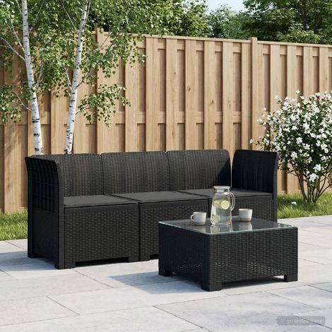 vidaXL 3-Seater Garden Sofa with Cushions Rattan Look PP Anthracite (1/5)