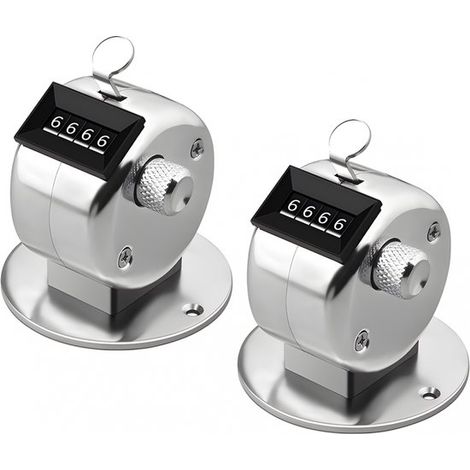 Compteur manuel numérique, lot de 2, compteur de personnes, compteur de clics manuel, compteur à main, support de table avec socle de fixation (1/5)