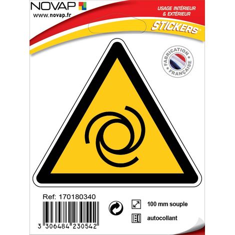 Panneau Danger entrainement mécanique - Adhésif Triangle 100mm - 4230542