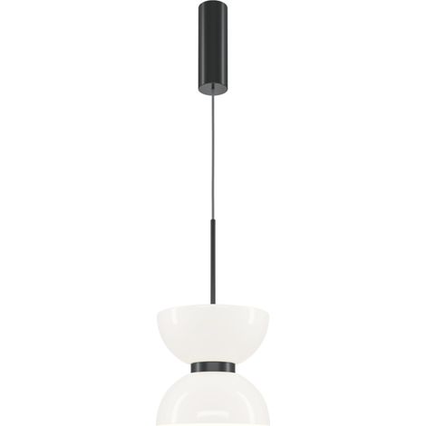 Maytoni Kyoto Lampada a sospensione moderna e sottile, nera, 3000K, 1300lm, paralume bianco (1/5)