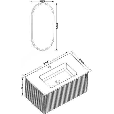 Conjunto de mueble de baño con espejo LED, lavabo de 80 cm con armario bajo, blanco (1/5)