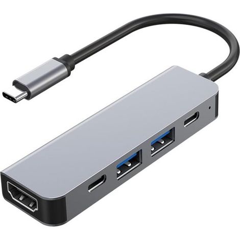 Adaptador USB-C HDMI - 5 en 1, HDMI 4K, PD de 100 W, USB 3.0/2.0, compatible con MacBook, iPad, iMac, iPhone 16/15 (1/5)
