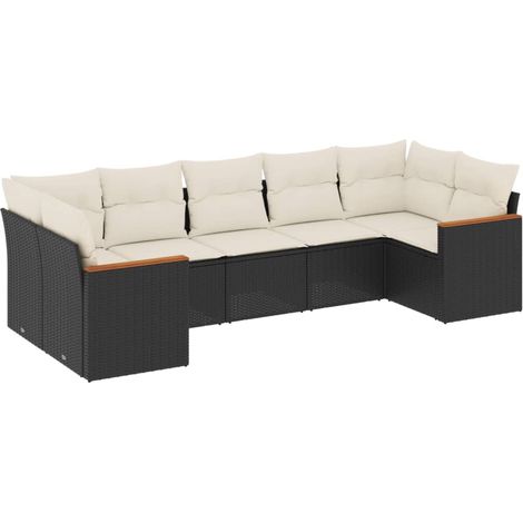 Maison Exclusive - Patio Sofa Set 6-Posti Black and Cream (1/5)