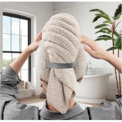 Serviette en microfibre pour cheveux, serviette de séchage pour cheveux, grande serviette en microfibre pour cheveux bouclés (1/4)