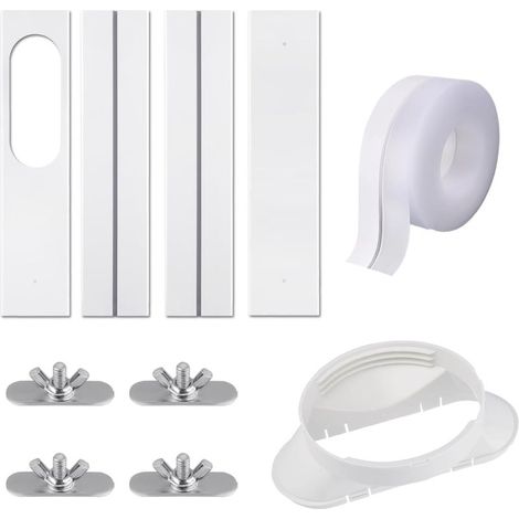 Kit de ventilation pour climatiseur portable avec raccord universel, panneau en PVC renforcé réglable, joint de fenêtre, kit de ventilation pour fenêtre coulissante pour tuyau d'évacuation de 13 cm. (1/5)