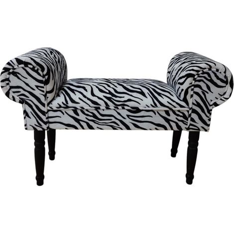 Tiger Print Window Seat Sofa - Fabric - L30 x W86 x H52 cm - White