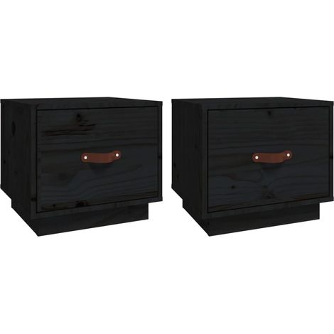 Set di 2 comodini con cassetto 40 x 34 x 35 cm in legno di pino nero DEC035522