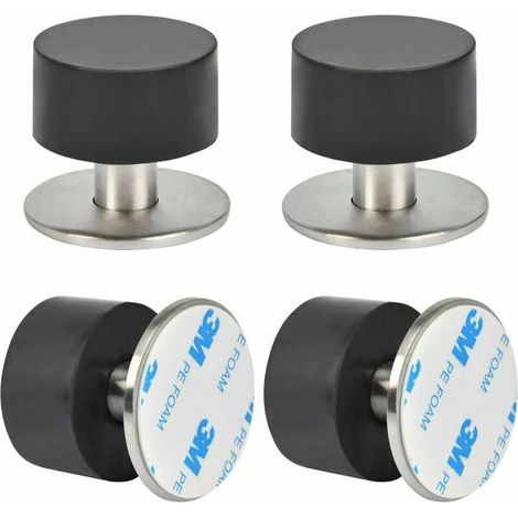 Stück Türstopper, selbstklebend, Edelstahl-Türstopper, Türstopper mit stoßfestem 3M-Gummi oder Schrauben – kein Bohren, 40 mm