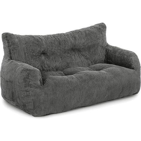 Bean Bag, Large Bean Bag Chair with Filling Included, 2 Seater Sofa with Portable Handle, Modern Ergonomic Beanbag Adult, Comfy Chair for Living Room, Bedroom, Gaming Room, Gray (1/5)