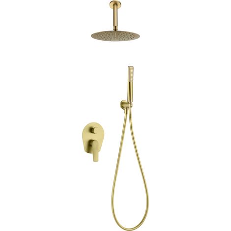 Set doccia incasso con monocomando  Modello PAROS  Colore Oro  Finitura Oro spazzolato [ IMEX® ] (1/2)