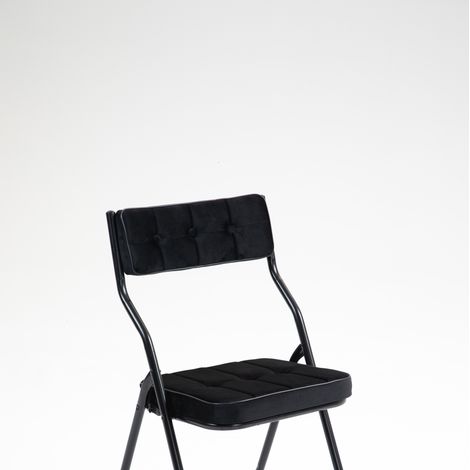 CHICFURN Sedia pieghevole da pranzo 46x47x90 cm nera, set da 2, con cuscino (1/5)