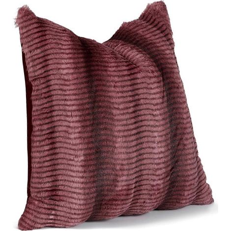 Taie d'oreiller luxueuse en flanelle à surface veloutée, différentes tailles (30–50 cm), bordeaux, pour salon et chambre. (1/5)