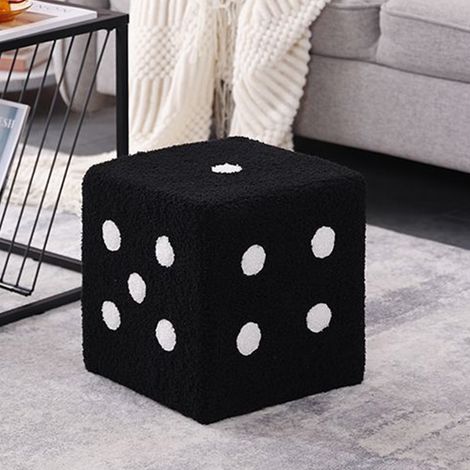 Tabouret cube souple, confortable, simple et chaleureux, avec base robuste, idéal pour le salon ou la chambre à coucher, noir, 20 x 20 x 20 cm (1/5)