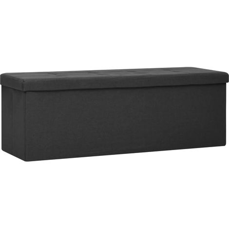 Banco de almacenamiento plegable de lino sintético negro 020010838 (1/5)
