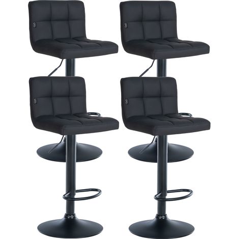 4er Set Barhocker Feni Kunstleder schwarz Metall matt schwarz