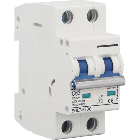 Disjoncteur miniature DC L7 2P 63A 1000V pour systèmes solaires photovoltaïques, protection circuit PV (1/5)