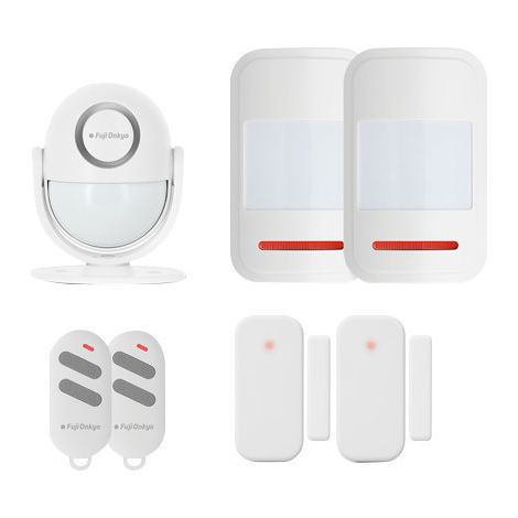 Système d'alarme connecté sans fil – Alimentation par batterie – Sirène intégrée – Détecteurs d'ouverture et de mouvement inclus – Fujionkyo