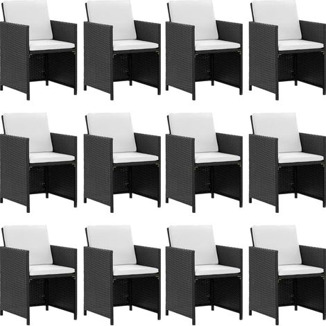 Salon de jardin 13 pcs avec coussins Résine tressée Noir (1/4)