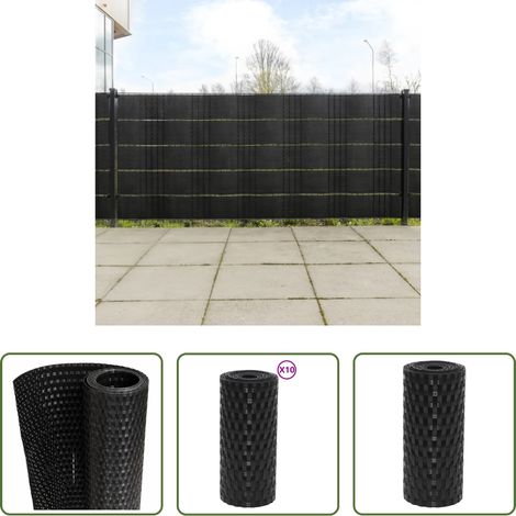 vidaXL Protection contre le bruit -  Paravents de balcon 10 pcs noir 255x19 cm résine tressée (1/5)