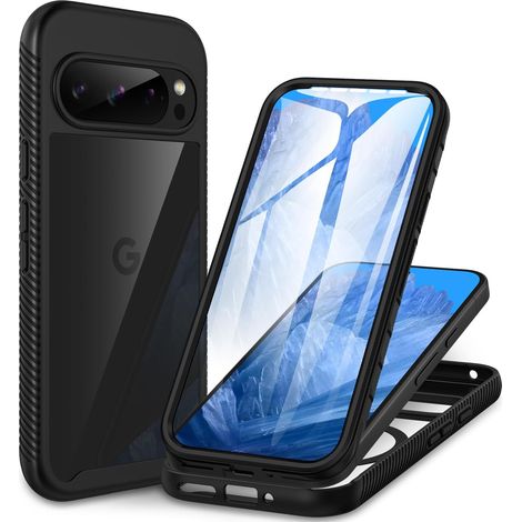 Coque Google Pixel 10/10 Pro/Pixel 9/9 Pro, Antichoc Housse avec Protection écran, 360° Protégé Téléphone Etui Double Face Case Intégrale Coque pour Pixel 10/10 Pro / 9/9 Pro - Noir