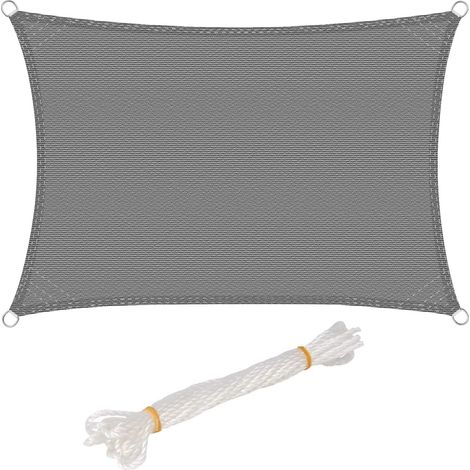 WOLTU Toldo Vela de Sombra Rectangular 3.5x5 m HDPE Transpirable Prevención Rayos UV Solar Protección 85% Resistente y para Jardín Patio Exteriores Arena Gris
