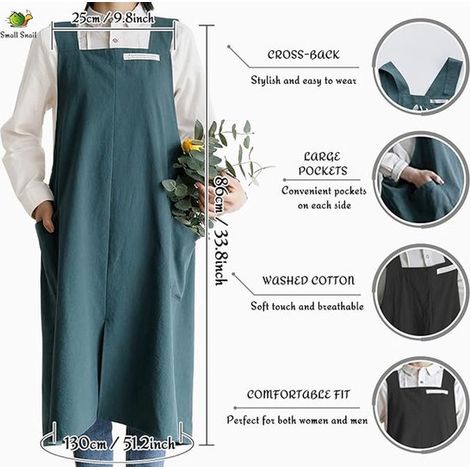 Grembiule - con tasche - grembiule casual semplice - unisex - taglie forti - blu (1/5)