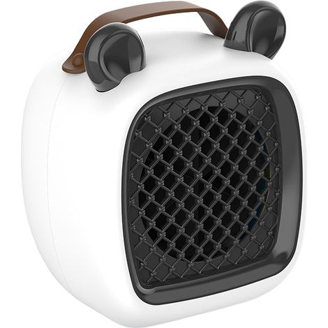 Portable heater, 500-1000W, heats up quickly, with handle and automatic shut-off function (black). (1/3)