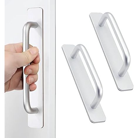 2 Stück Selbstklebende Möbelgriffe, Aluminium Schrankgriffe, Schubladengriffe, Türgriffe, Ohne Bohren Griff für Kleiderschrank, Küche, Schiebetür, Balkontür (148mm, Silber) (1/5)