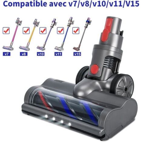 NALOOKAMIC Brosse compatible avec Dyson v15/v11/v10/v8/v7 Tête de brosse d'aspirateur avec 4 lumières LED Brosse rotative pour sols durs en carrelage Tapis en marbre Accessoire d'aspirateur (1/3)