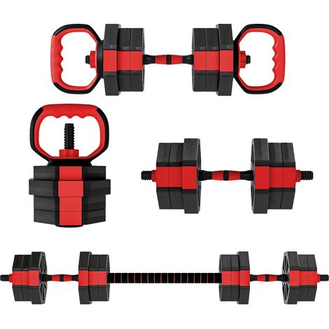 Ensemble d'haltères 6 en 1 ajustable 20 kg pour entraînement de force
