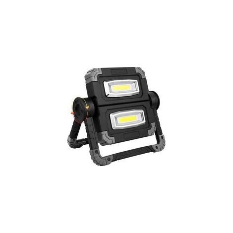 Projecteur Led Rechargeable, Lampe De Travail Avec 2 Phares Cob, 3 Modes, 20w 5000 Mah Batterie Externe, Projecteur De Chantier Led Pliable Avec Rotation À 360° Pour Camping, Réparation Gris