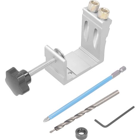 15° Oblique Hole Locator Positioner Woodworking Hole Jig Dowel Drill Kit Carpentry AccessorySilver Gray