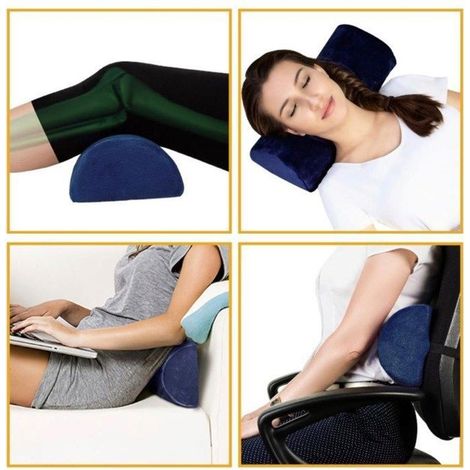 1 Coussin Lombaire, demi-traversin ergonomique mémoire de forme, 42x18x10 cm, pour bureau voiture dos cou (1/5)