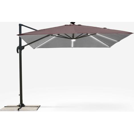 Sonnenschirm Ampelschirm verstellbarer Arm mit LED-Solarlicht 3x3m Paradise Brown Light