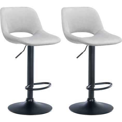 2er Set Barhocker Camden Samt hellgrau Metall matt schwarz