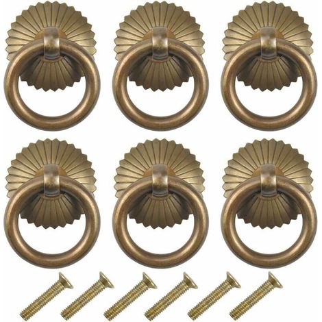 Boutons et poignées de meubles,6 pcs Poignee de Meuble Vintage, Bouton de Meuble pour Cuisine Armoire Placard Commode Porte 25mm (Antique) (1/5)