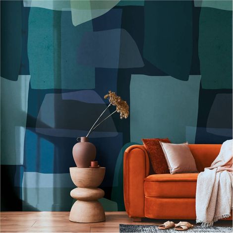 Photo wallpaper wall Profhome 782061 non-woven wallpaper smooth with abstract pattern matt blue teal green black 1,59 m x 2,8 m (1/5)