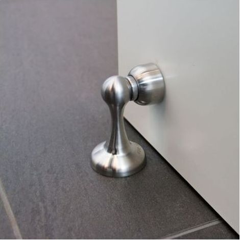 Butoir de porte magnétique MS011 en aspect acier inoxydable - Butée de porte avec matériel de fixation au sol et au mur - Bloc Porte aimanté - 4,9 x 5,8 x 8,3 cm (1/3)