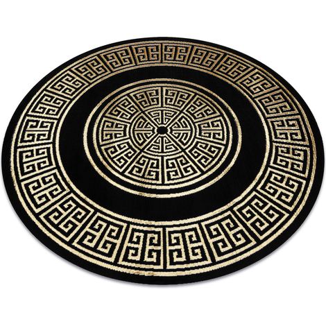 Tappeto ALLURE 1968 cerchio Chiave greca, telaio - Strutturale, elegante, glamour nero / oro  black rotondo 200 cm