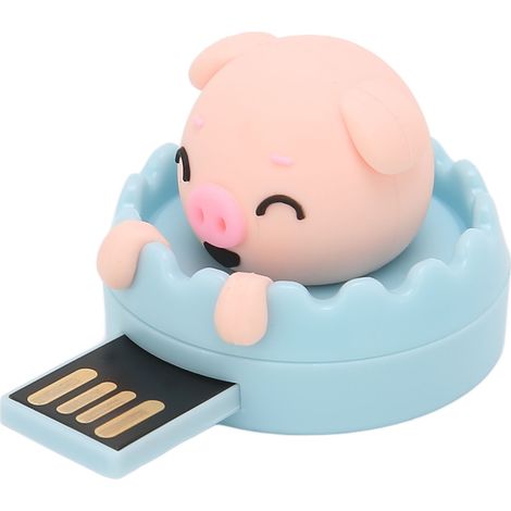 Niedlicher USB-Stick in Schweinchenform mit Hot-Swap-Schnittstelle, Schutz vor elektromagnetischen Störungen, für Zuhause, Schule und Büro (Kleines rosa Schweinchen mit Ringöse, 32 GB) (1/5)