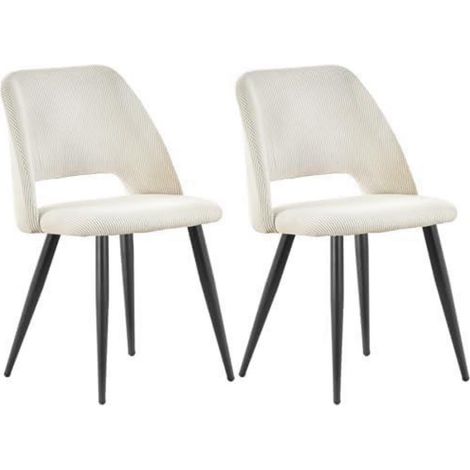 Esszimmerstühle 2er Set, Kordsamt, gepolstert, Metallbeine, Beige (1/5)