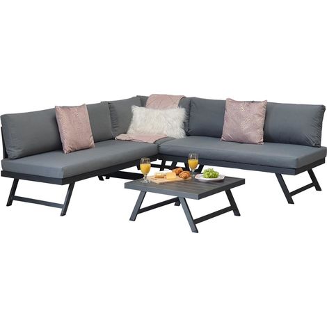 Signature Weave Kimmie Aluminium Corner Sofa Adjustable Sun Lounger Grey (1/5)