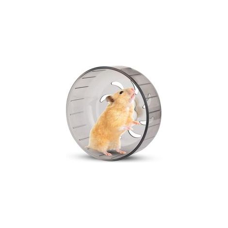 Rueda de correr acrílica para hámster, cinta de correr para mascotas pequeñas, rueda de ejercicio para mascotas, juguete para correr lavable y silencioso (rueda de correr gris de 13 cm - Crezuo)