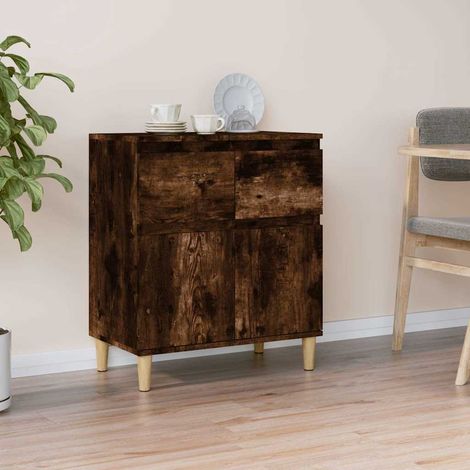 Aparador madera contrachapada color roble ahumado 60x35x70 cm (1/4)