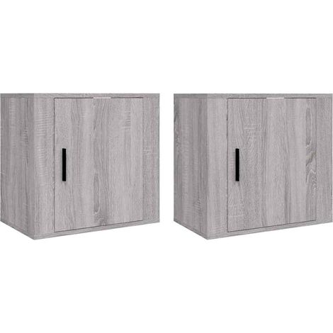 Maison Exclusive - Comodini a Muro 2 pz Grigio Sonoma 50x30x47 cm (1/5)