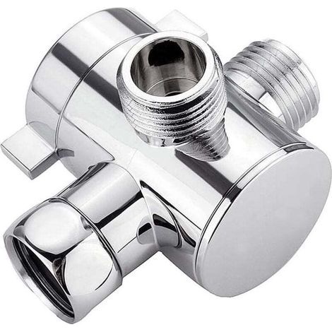 Vanne de dérivation de douche 3 voies G1/2 pouce, dérivateur d'eau multifonction, adaptateur de douche, accessoires de pommeau de douche, pièces de rechange pour salle de bain. (1/4)