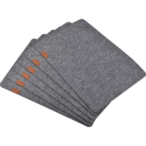 Filz-Tischsets, 6er-Set, saugfähig, kein Schleim, hitzebeständig, Matten für Holztische (grau)