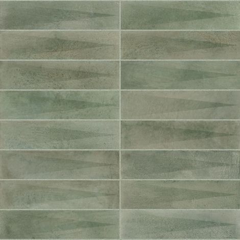 Carrelage effet Zellige 3D Vert 24,6x6x0,85 cm Montel - Mur intérieur (vendu par carton de 0,5 m²) - RO'MA CARRELAGE