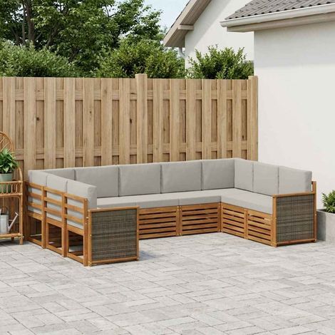 vidaXL Ecksofa Set mit Kissen 7 pcs Natürlich und Hellgrau (1/5)